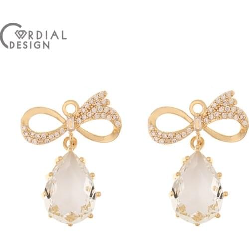 Cordial Design 20Pcs 20*26MM Jewelry Accessories/Hand Made/Bowknot Shape/Charms/DIY Jewelry Making/Earring Findings/CZ Pendant