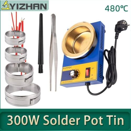 300W/250W/200W/100W Portable Solder Pot Tin Melting Furnace Handheld Adjustable Temperature Control Desoldering Bath Tool