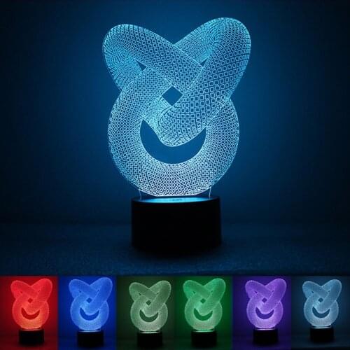 3D Night Light USB Powered Double Ring LED Desk Lamp Touch Key Decoration Lights Use Home Hotel Party Holiday