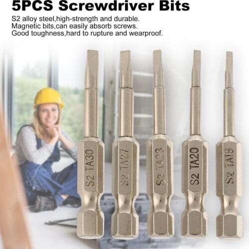 5Pcs S2 Steel Magnetic Triangle Head Screwdriver Bits 50mm 1/4 Hex Shank Nozzle Pneumatic Screwdriver Electric Compact Portable