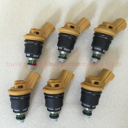 6# high performance 555cc Nismo side feed fuel injector 16600-RR543 yellow for nisaan 300ZX Z32 RB25DET VG30DETT SR20DET KA24