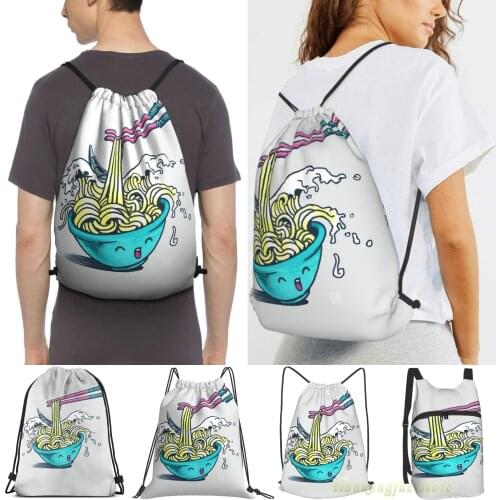 The Great Wave Of Noodles Men Outdoor Travel Gym Bag Waterproof Drawstring Backpack Women Fitness Swimming Bag