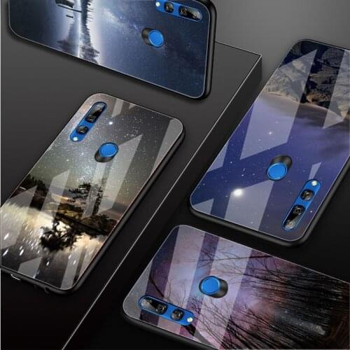 Night Star Nebula Forest Tempered Glass Phone Case For Huawei honor 8X 9 10i 20i 20Lite 20Pro 30 Pro Cover Shell