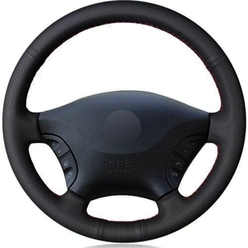 Car Steering Wheel Cover Soft Black Genuine Leather For Mercedes Benz W639 Viano Vito 2006-2015 Volkswagen Crafter 2006-2016