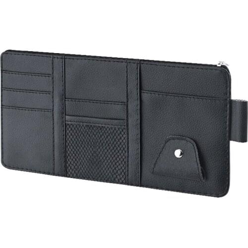 Car sun visor card holder zipper type car business card glasses holder bill block car mobile phone ID holder storage