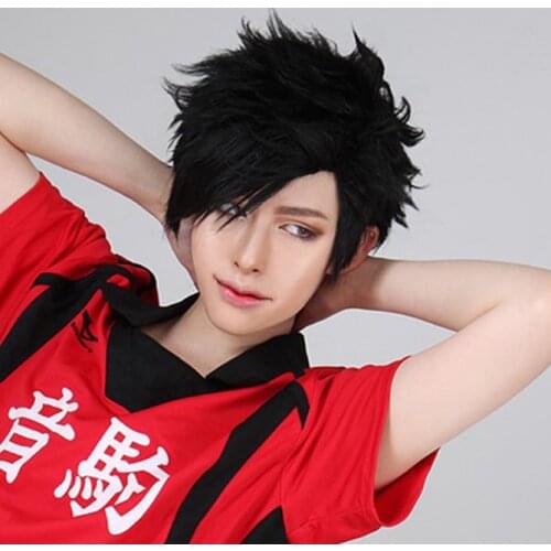 Haikyuu!! Volleyball Tetsurou Kuroo Tetsuro Short Black Styled Heat Resistant Cosplay Costume Wig