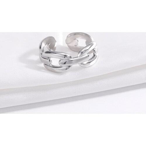 Stainless Steel Paperclip Chain Ring Gold Stacking Ring Gold Adjustable Chain Curb Chain Statement Cuban Chain Minimalist Ring