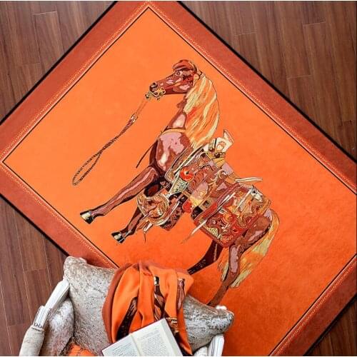 American Style Carpet Chic Horse Carpet Modern Living Room Carpet Kitchen Orange Embossed Geometric Non-Slip Mat Tapis Salon Rug