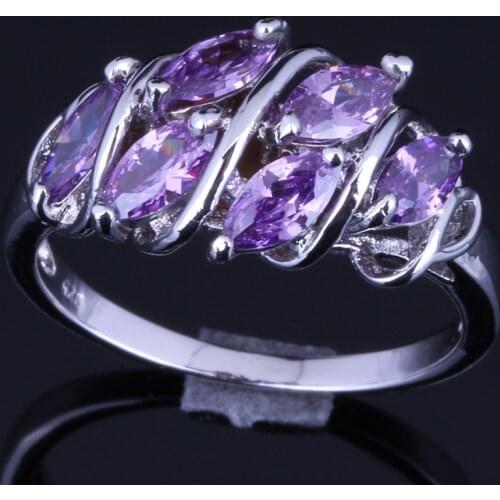 Good-Looking Purple Cubic Zirconia Silver Plated Ring V0124