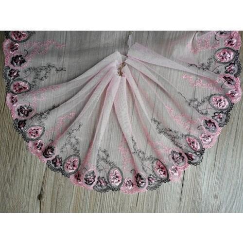 2Yards Embroidered Polyester Lace Trim Fabric Sewing Soft Mesh Ribbon Bra Lingerie Dolls Dress Handmade Dress Clothes Accessory