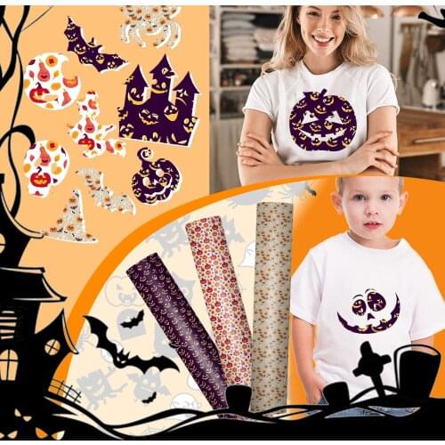 Newly Halloween Heat Transfer Film Multipurpose DIY Cutting Heat Press Vinyl Film for Clothing Textiles Paper Crafts