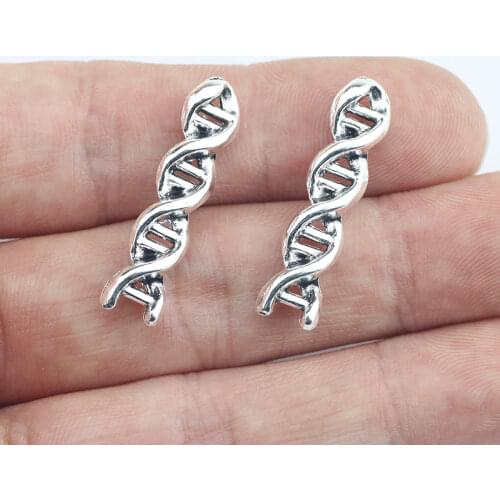 20 Pieces 7*28mm Antique Silver Color Special Gene Charms Necklace Bracelet Pendant Charms For Jewelry Making Earrings Findings