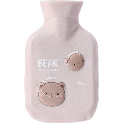 Hand warmer portable flannel explosion-proof anti-scald water injection cartoon pattern warm hot water bottle