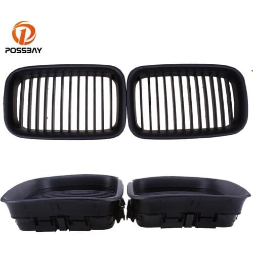 POSSBAY Car Accessories Front Center Wide Kidney Hood Grille Grills 1Pair For BMW 3-Series E36 Sedan 1990-1996 Pre-facelift