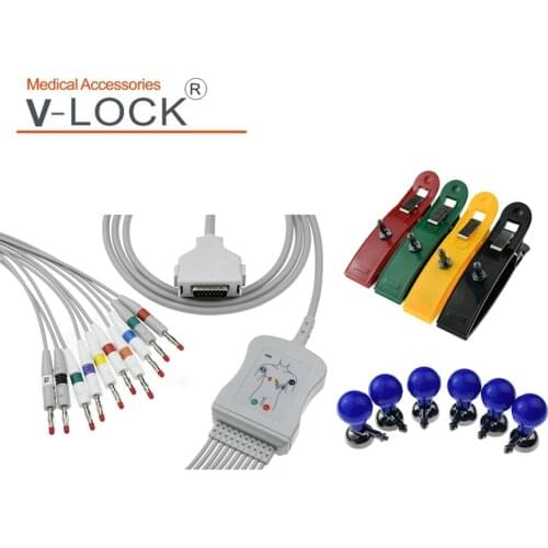 Manufaturer direct sales fukuda EKG Cable with chest suction limb clamp EKG electrode