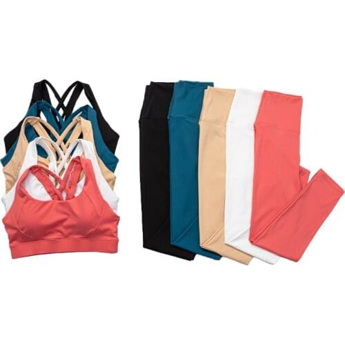 SDFHSFH Womens Sportswear Yoga Set Workout Clothes Running Shockproof Fat Beauty Back Bra Fitness Leggings Yoga Suit