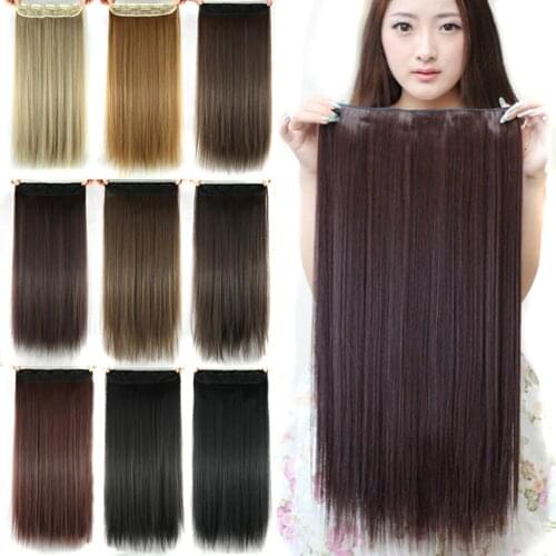Similler Long Straight Clip in Synthetic Hair Extensions Black Brown High Tempreture Pure Piano Colors Hair Piece 100g