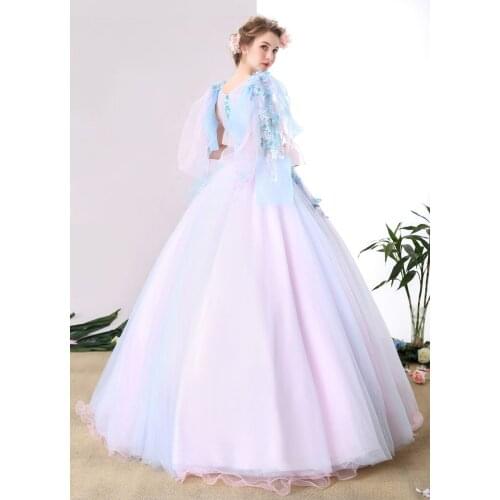 Light blue 18th century ball gown medieval dress Renaissance gown queen Victorian dress Antoinette/Belle Ball