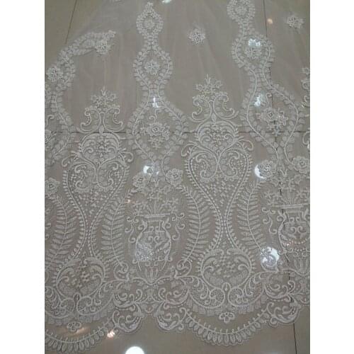 SYJ-1197 Top Quality French Net Fabric with beads African Embroidered Tulle Fabric African French Guipure Fabric for Sewing