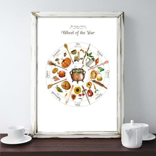 Kitchen Wheel of the Year Witchery Funny Poster Witch Wicca Paganism Prints Witches Magic Knowledge Art Canvas Painting Gifts