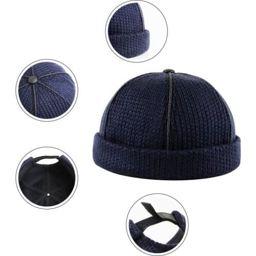 Female Warm Beanie Skullcap Sailor Cap Cuff Brimless Retro Navy Style Beanie Hat Outdoor Autumn Winter Men Women Knitted Hat