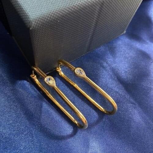 S925 sterling silver spring and autumn new pear-shaped stone earrings female fashion personality golden yellow earrings gift