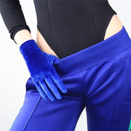 Women Gray Velvet Gloves Black Short High Elastic Velvet Flannel Fashion Elegant Gloves B14