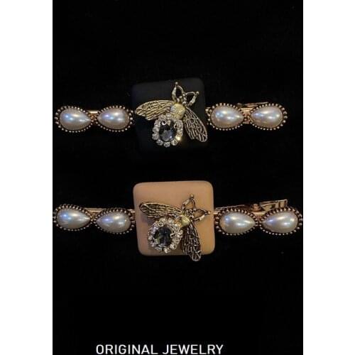 Retro Fragrance Pearl Rhinestone Bee Hairpin Girl Bobby Pins Hair Grips for Women Banger BB Hair Clips Slides Hair Accessories