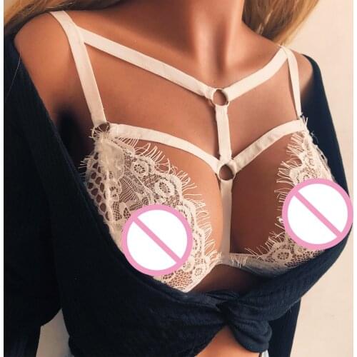 Women Lingerie Bra See through Lace Bandage Hollow Out Erotic Bralette Nightwear Bralete Lingerie Bra Femme