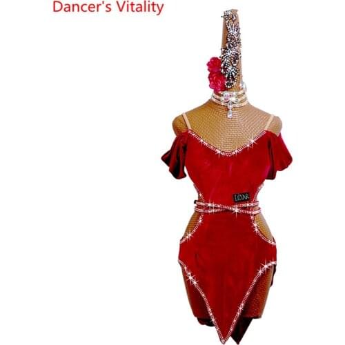 Latin Dance Dress Female Adult High-end Custom Sexy Suspender Backless Dancing Skirt Professional Performance Dance Clothing
