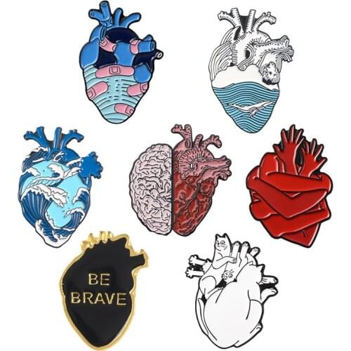 Anatomical Heart Enamel Pins Medical Anatomy Brooch Neurology for Doctor and Nurse Lapel Pin Badge for Backpack Jewelry Gifts