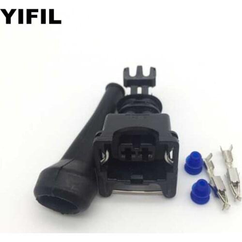 10pcs/lot 2 Pin/Way EV1 Waterproof Electrical Wire Plug Female Fuel Injector Connector With Rubber Boot For tyco