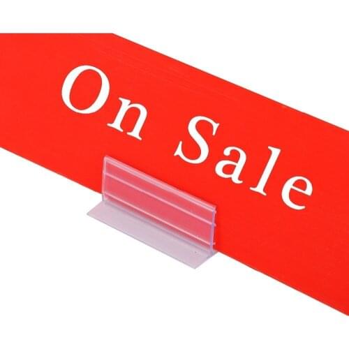 16pcs Clear POP Card Sign Stand Supermarket Heavy Duty Guard Shelf Brackets Clip Adhesive Photo Holders