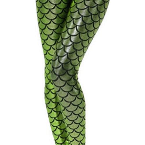 2016 Free Shipping Women Sexy leggings Holographic Mermaid Fish Scale Metallic Geometric Leggings C049