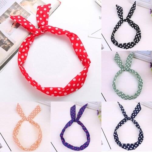 2021 Headwear Paisley Rockabilly Wired Headband Polka Dot Tartan Retro Scarf Wire Hair Band Hair Accessories Резинки Для Волос