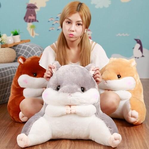40*45cm Soft Cartoon Hamster Waist Support Pillow Plush Toy Nap Pillow Office Item For Lazy Day