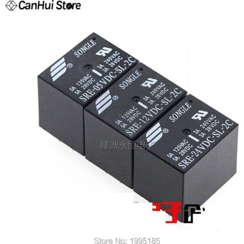 5PCS Power Relays SRE-05VDC-SL-2C SRE-12VDC-SL-2C SRE-24VDC-SL-2C 5V 12V 24V 8pin 2 Group Conversion 3A240V Relay