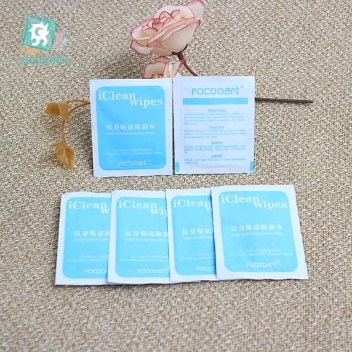 Rocooart 5 Pieces Tattoo Remover Cleaning Wipes Removal Pads For Watercolor Temporary Fake Tattoo Smell Comfortable Eco-Friendly