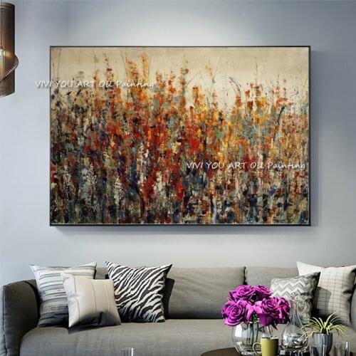 Modern Artist Abstract Colorful Flower Handmade Oil Painting On Canvas Wall Art Frameless Picture Decor For Living Room Home