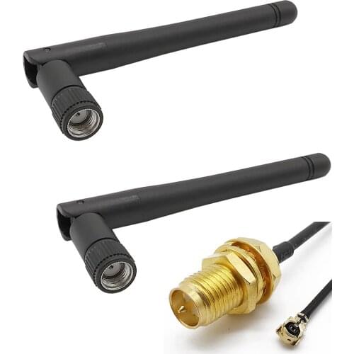2Set 2.4GHz Antenna 3dbi RP SMA Male Connector 2.4G wiFi antenne RP SMA Wireless antenna + 15CM SMA Female to IPX 1.13 Cable