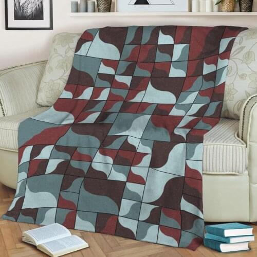 Abstract Geometric Pattern 3D Printed Velvet Plush Throw Fleece Blanket Bedspread Sherpa Blanket Home Decora