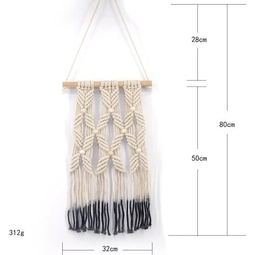Bohemia Macrame Hand Woven Tapestry Wall Art Handmade Cotton woven blanket with Lace Fabrics for living room decoration