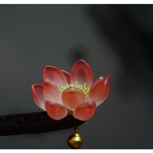 Lotus Flower Hair Accessories for Women Bride Wedding Hair Jewelry Ebony Wood Hair Stick Amulet Fashion Wedding Party Decoration