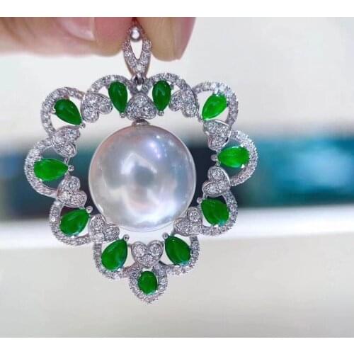 D1228 Solid S925 Sterling Silver Round 9-10mm Nature Fresh Water White Pearl Pendants Necklaces for Women Fine Birthday Presents