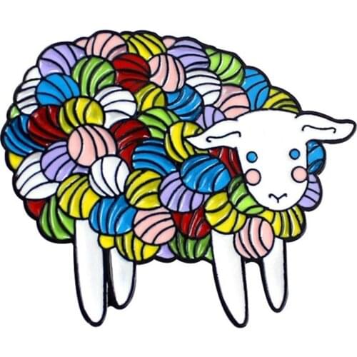 Hot sale New Year Gift Colorful Cute Cartoon Sheep Enamel Lapel Pin Badge Brooch Denim Jewelry For Best Friend Birthday Gift