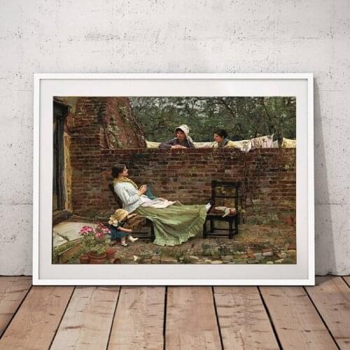 Holover Canvas Oil Painting Aesthetic Home Decoration William Waterhouse"Good Neighbours"Romanticism Artwork Wall Art Poster