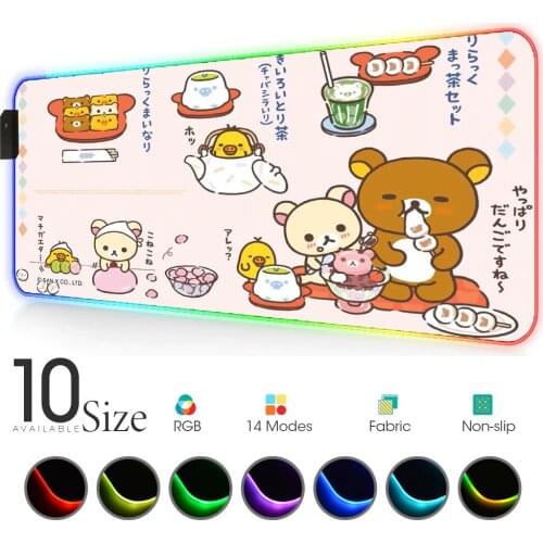 Mat Bear Carpet Anime Slipmat Rgb Mouse Pad with Backlight Gamer Mat Gloway MousePad Led Keyboard Anime Gadget Computer Laptop