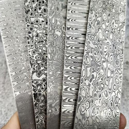 1PCS Damascus Steel Plate Knife Making Rose Sandwich Pattern Blade Blank Heat Treatment DIY Material