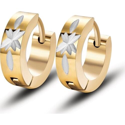 Fashion Stainless Steel Octagon star Pattern round Fine polished electroplating Earring for Women Zircon Luxury Party Ear Buckle