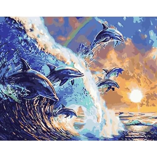 Marine Animal Series DIY Digital Oil Painting Digital Kit Adult Digital Acrylic Painting Home Decoration